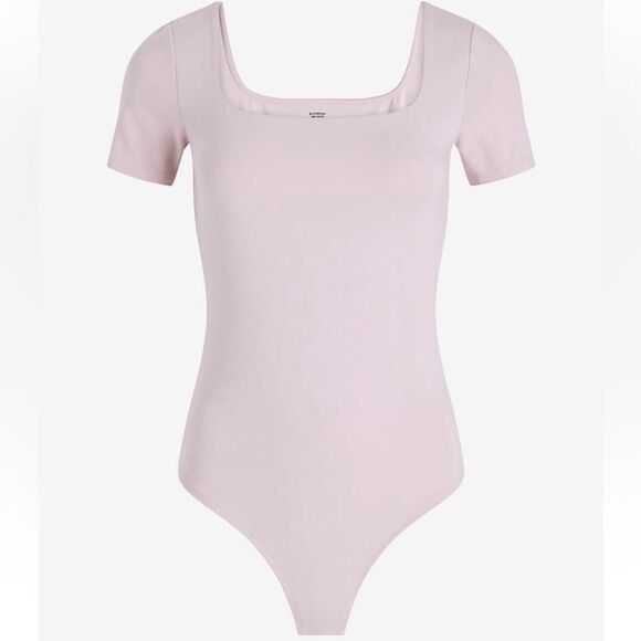 Express Body Contour Square Neck Pink Bodysuit - Picture 3 of 6